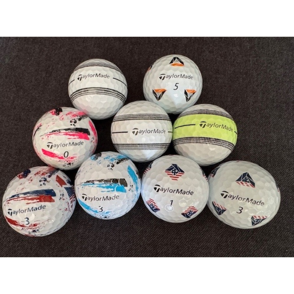 TaylorMade TP5 TP5x Pix Golf Balls Lot of 9 Mixed USA Flag Brushstroke Patterns